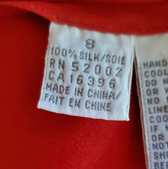 100% Silk Liz Claiborne Elegant Scarlet Red Women's Long Blazer Jacket Size 8 - Picture 6 of 8